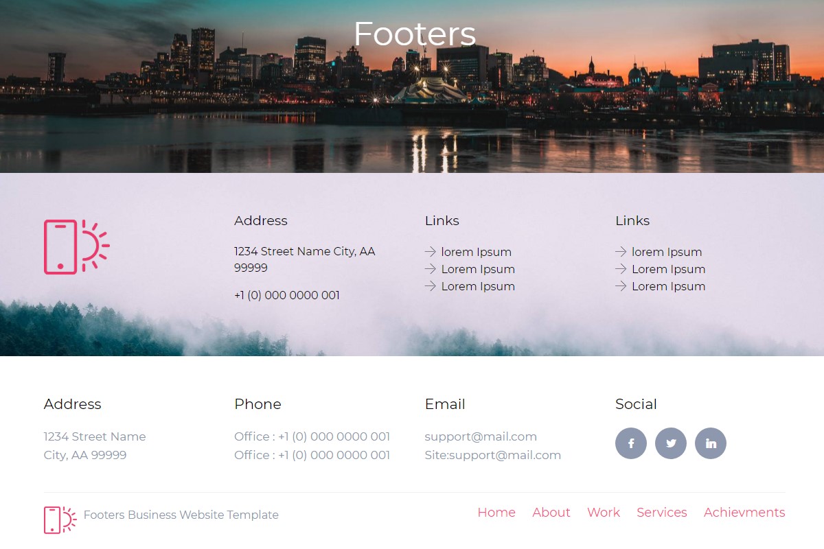 Mobile-friendly Footer HTML Template
