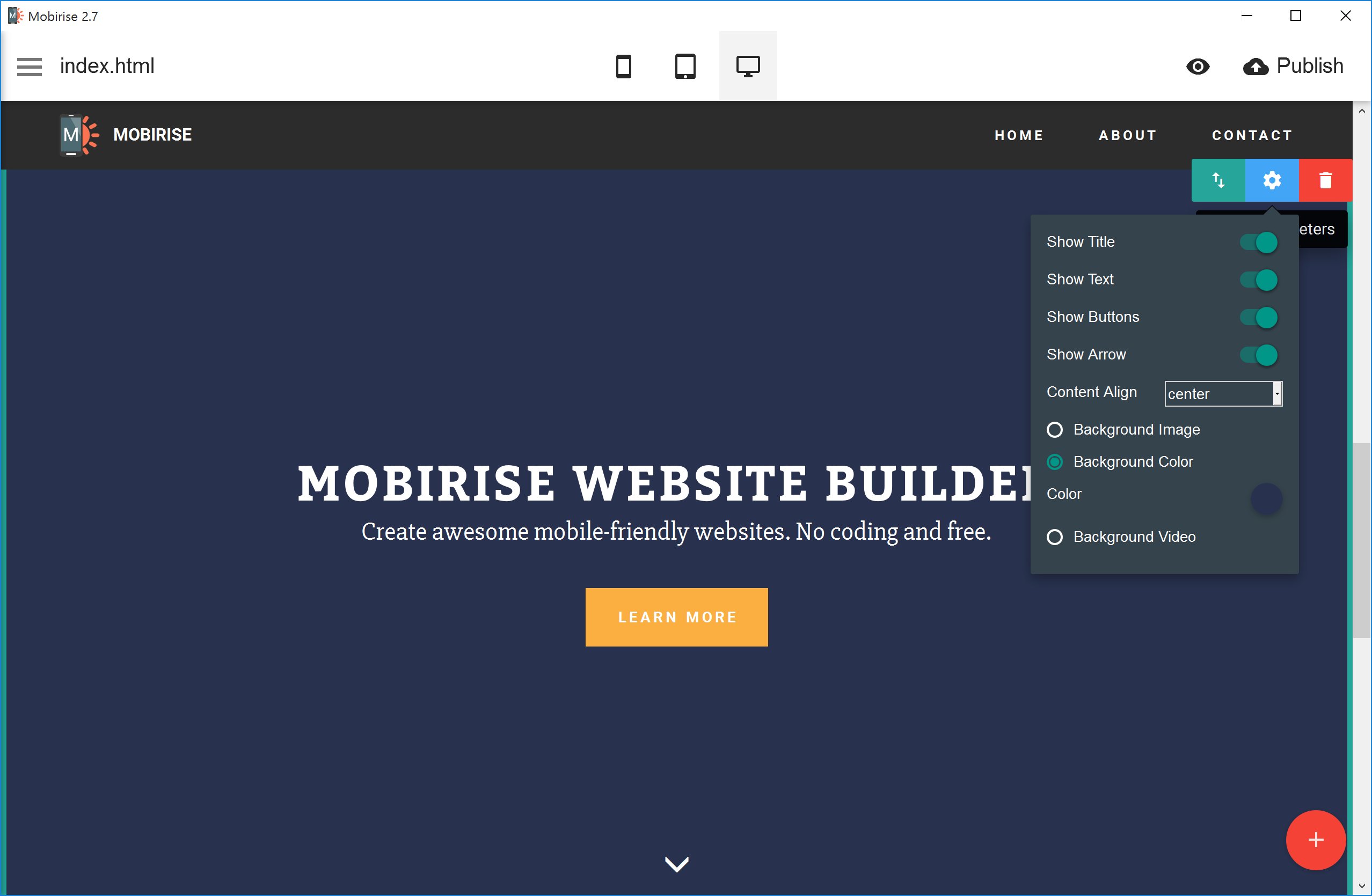 Mobirise est un créateur de site Internet hors ligne pour Windows et Mac, ce qui implique qu'il doit être téléchargé sur votre bureau.