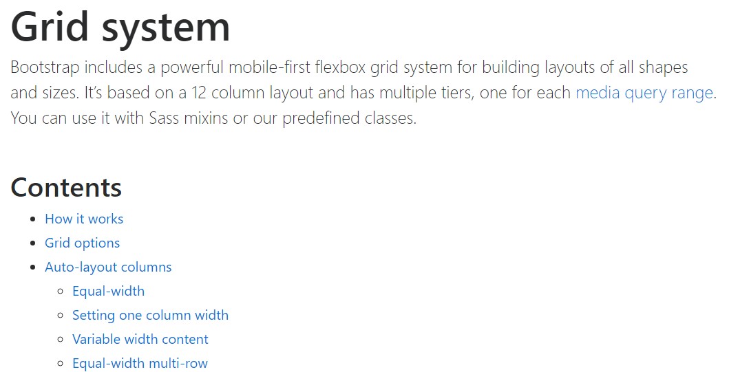 Bootstrap grid official documentation