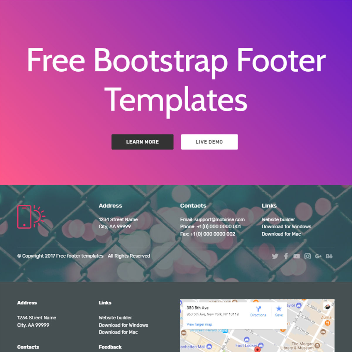 Free Bootstrap  Footer  Templates