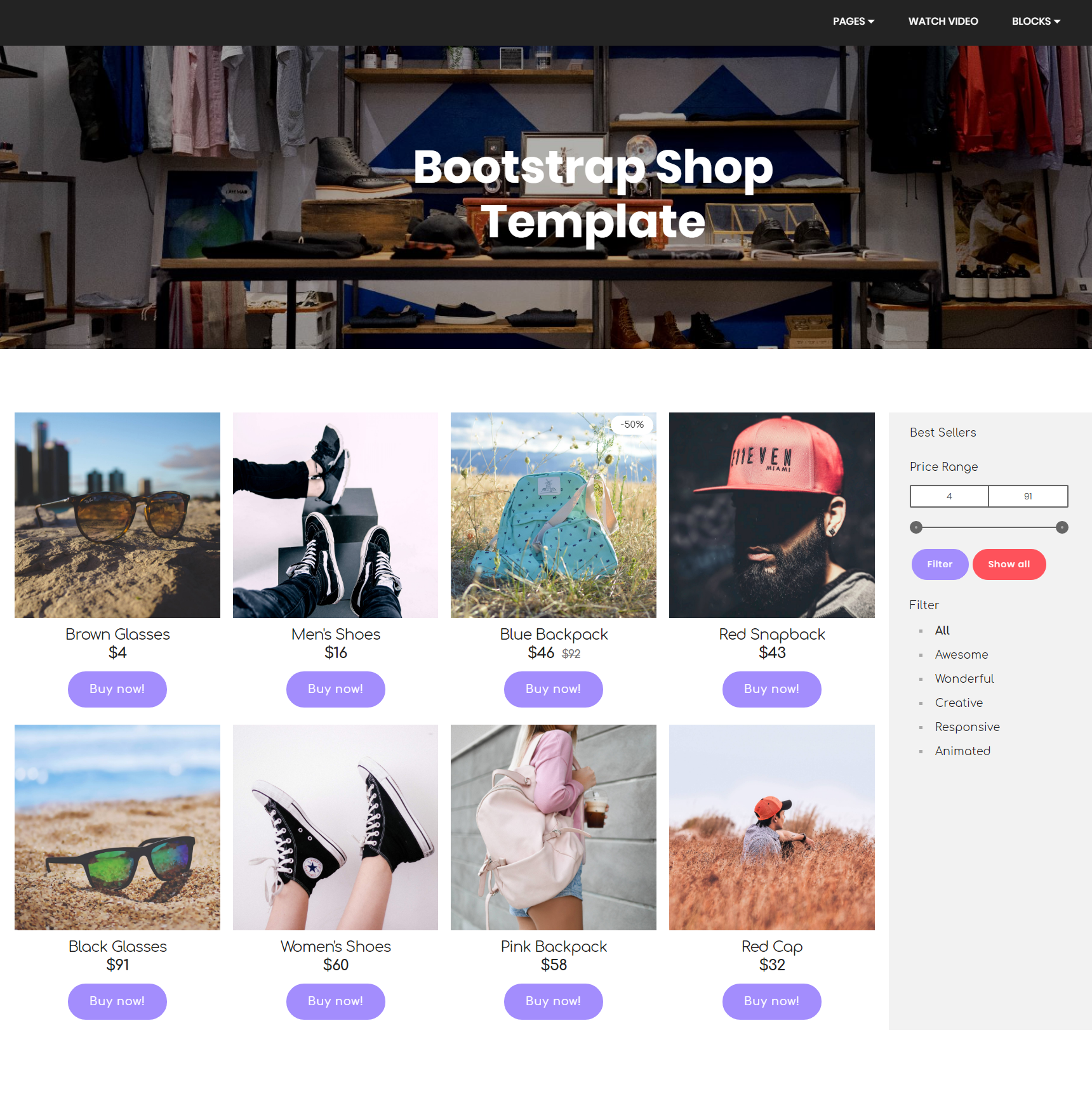 Online Shopping Website Templates Free Download Bootstrap Best Design 