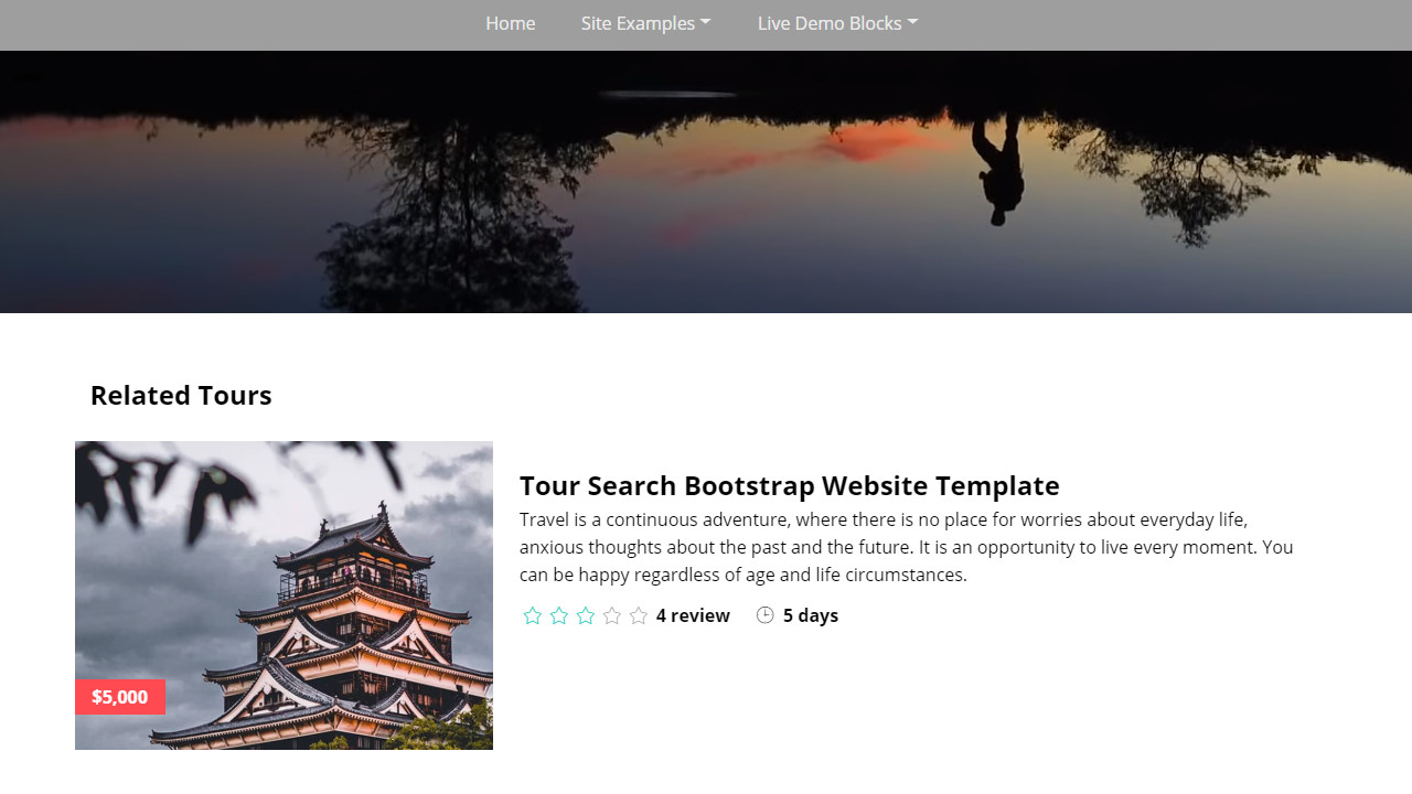 Tour Search Bootstrap Website Template