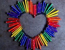 Love Heart With Rainbow Crayons
